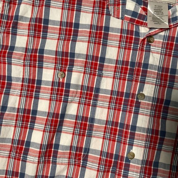 Wrangler Rugged Wear Mens Red Plaid Short Sleeve Casual Button Down Size XLT - Picture 4 of 6